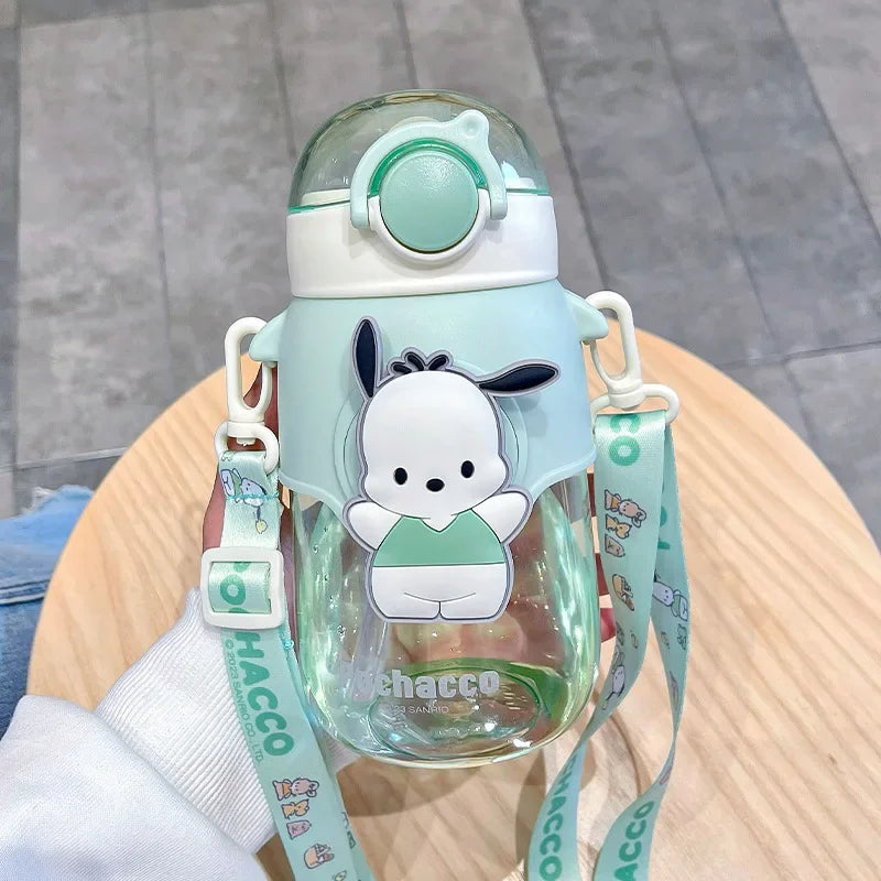 690ml Sanrio Large Capacity Water Bottle Cinnamoroll Kuromi My Melody Portable Straw Water Cup for Outdoor Sports Fitness
