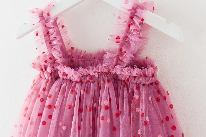 Girls Summer Dresses 2025 New Fashion Sweetheart Colorful Sequin Tulle Dress Kids Vacation Birthday Party Princess Dress
