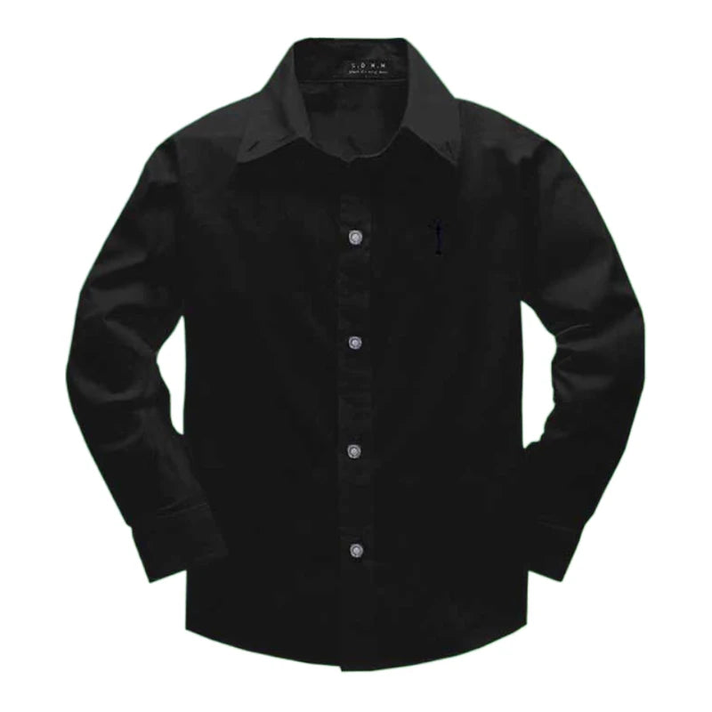 Boys Clothing Birthday party Kids shirt school uniform shirts Autumn Long Sleeve embroidery Little Horse pattern Children Tops