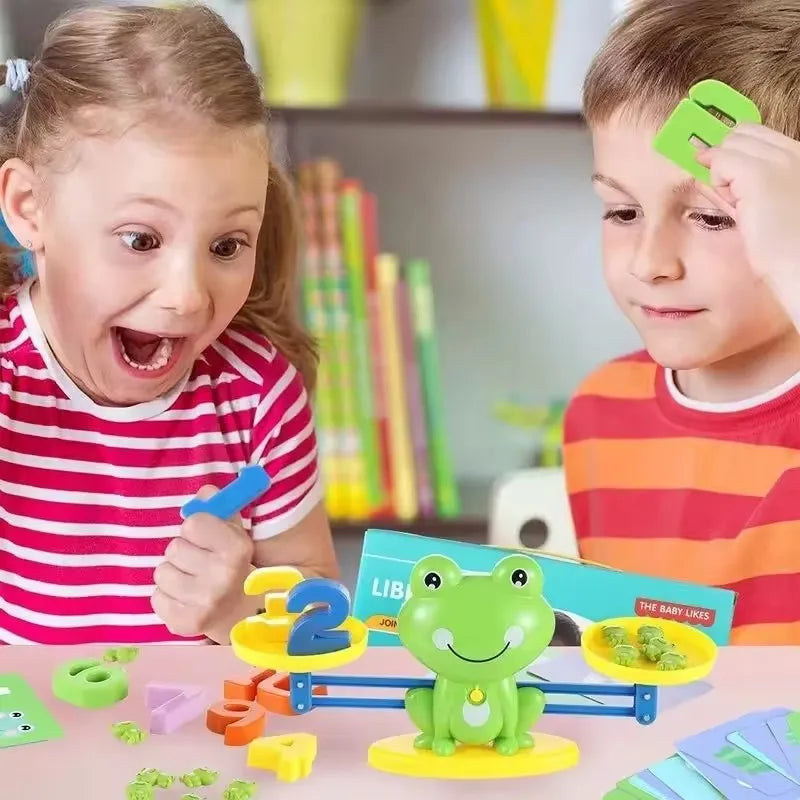 Children's Montessori Math Toy Funny Frog Scale Balance Toy Early Education Number Learning Puzzle Toys Teaching Material Gift