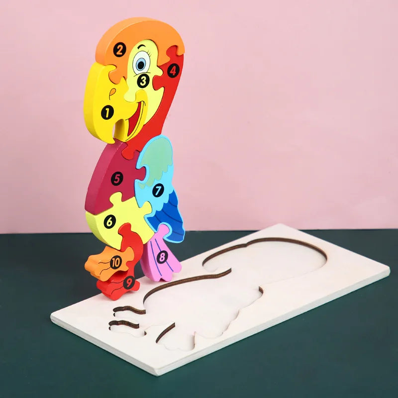 Wooden Baby 3d Puzzles For Kids Child Montessori Toys Dinosaur Animal Wooden Puzzle Game Educational Toys For Children P407