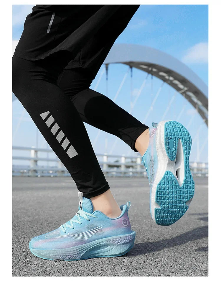 Unisex Breathable Mesh Running Shoes Lightweight Shock Absorption Carbon Plate Casual Versatile Sports Sneakers for Couples