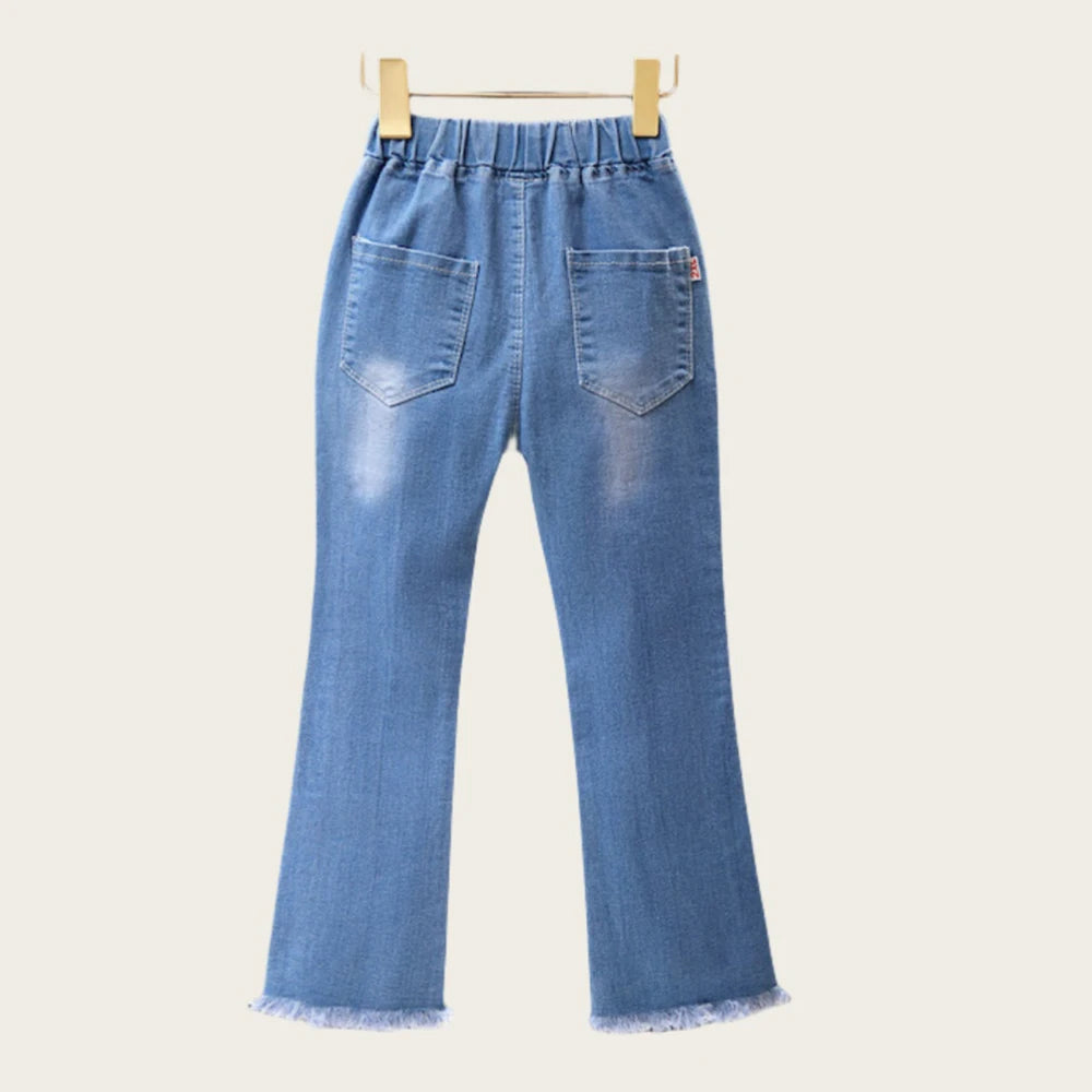 Children Infants Girls Casual Denim Pants Bow Tie Child Teenage Girl Jeans Clothes Fashion Kids Skinny Trousers Prints Clothing