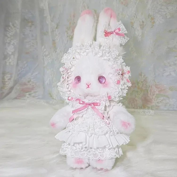 Kawaii Lolita Rabbit Shoulder Bag Cute Plush Crossbody Bag Y2K Girl Accessories Dolls Toys Pearl Chain Strap Makeup Bag