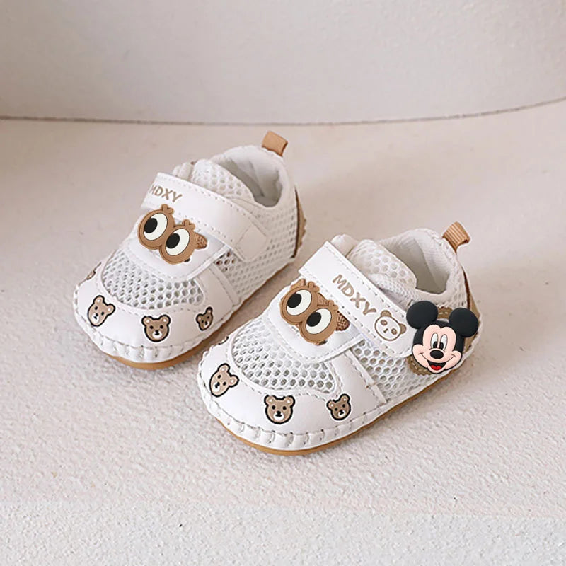 Mickey Mouse Minnie Mouse Baby Toddler Shoes Soft Sole Spring fall New Non-slip Boy Girl Handmade Sandals 0-1 Years Old Cartoon