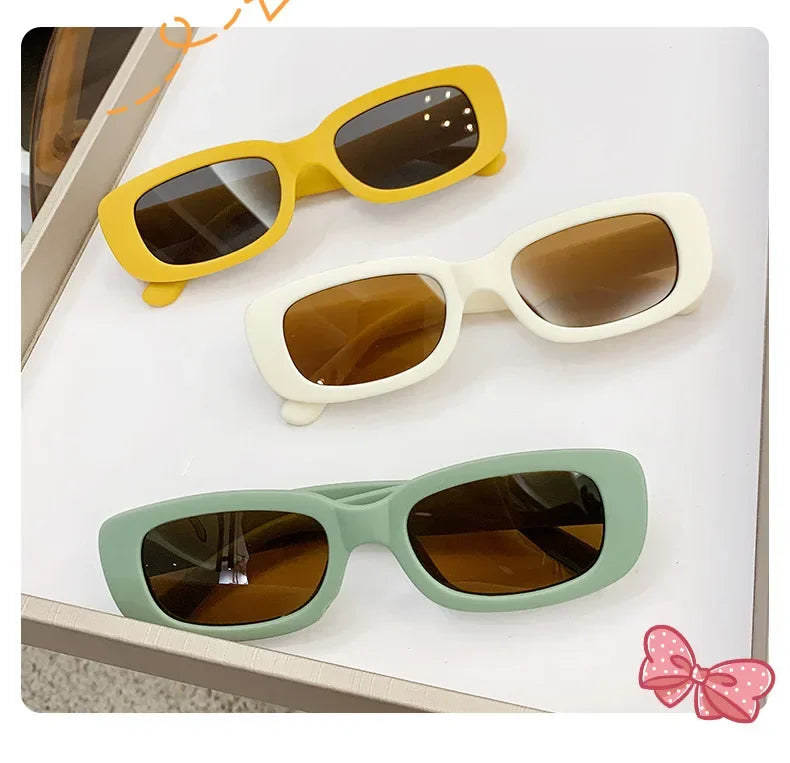 New Trend Children's Fashion Sunglasses Travel Summer Beach Outdoor UV400 Shades Retro Baby Girl Boy Small Rectangular Eyewear