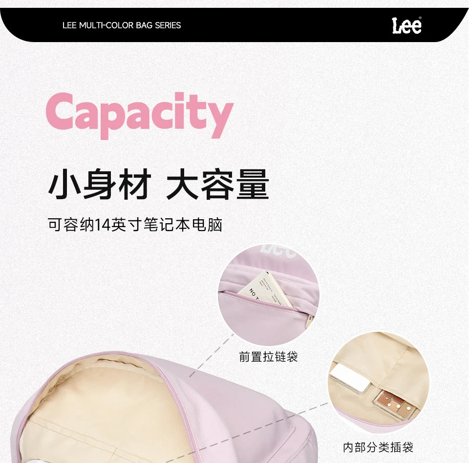 LEE Unisex Large Capacity Laptop School Bag for Women Man Leisure Oxford Waterproof Travel Backpack Candy Color Bookbag Trip