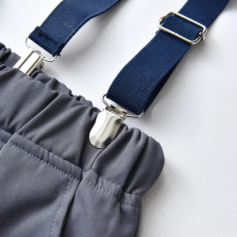 Baby Boys Party Dress Suit Cotton Long Sleeve With Shirt + Suspenders Pants 2PCS Outfits Kids Boys Gentleman Clothes Sets