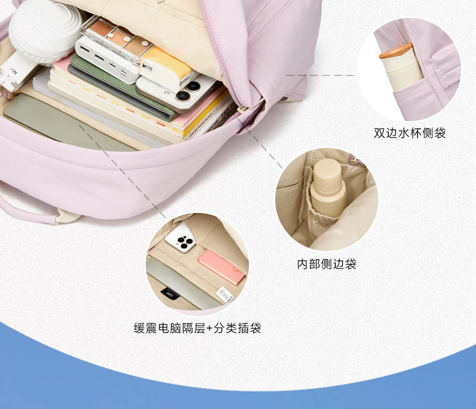 LEE Unisex Large Capacity Laptop School Bag for Women Man Leisure Oxford Waterproof Travel Backpack Candy Color Bookbag Trip