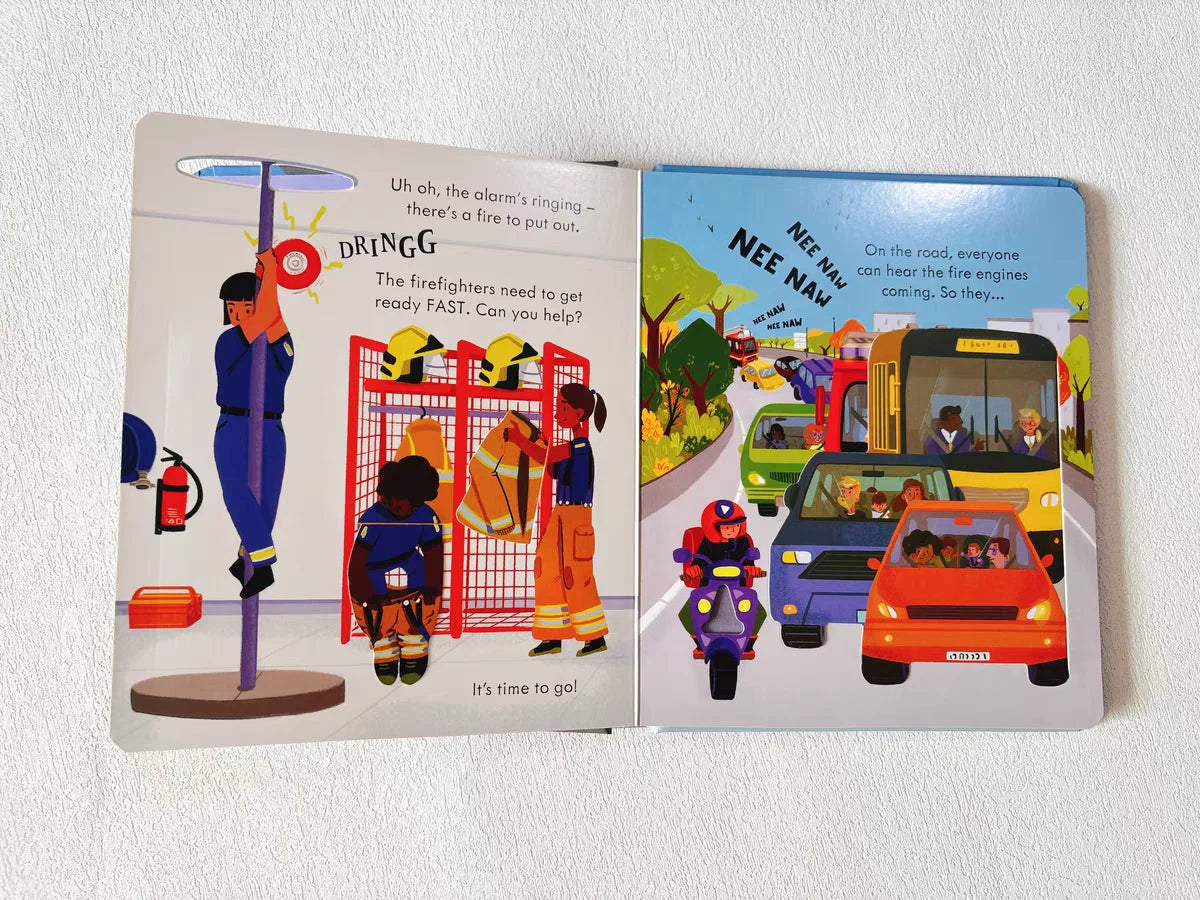 Usborne Peep Inside How A Fire Engine Works English Learning Flap Picture Book Educational 3D Flap Picture  Reading Book
