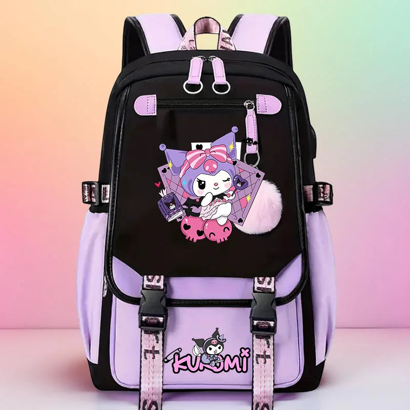 Kuromi Print Backpack, Student Daypack For Girl, Lightweight And Comfortable, Large Capacity Knapsack, Versatile Travel Backpack