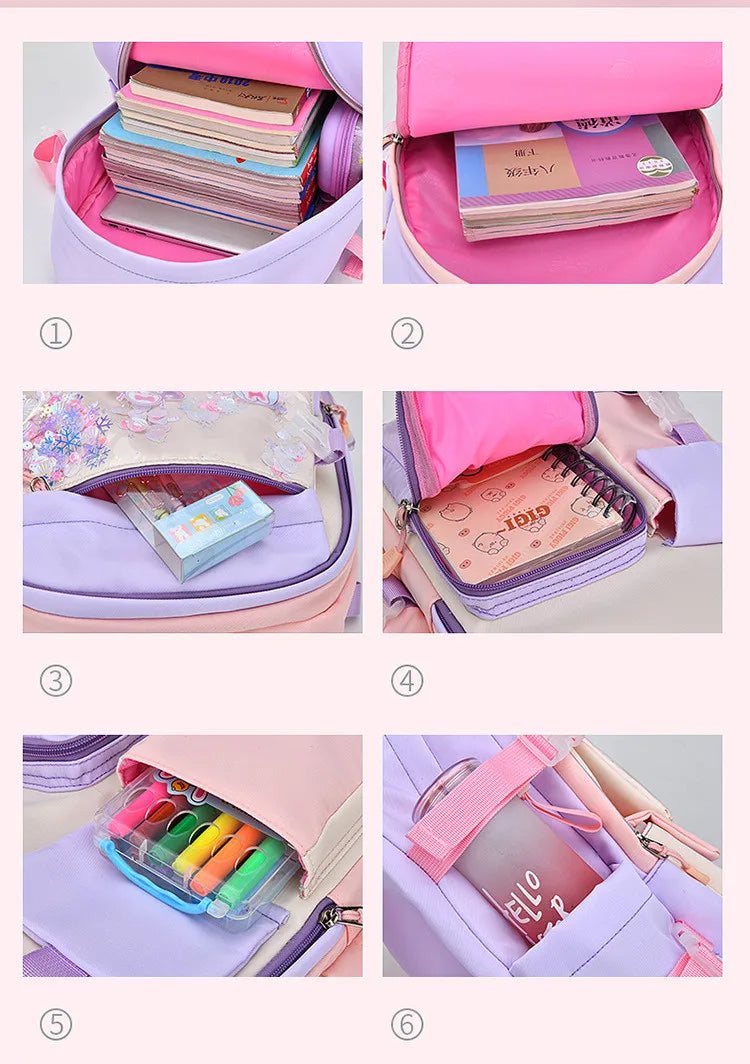 cute school backpack girls schoolbag waterproof book bag student backpack with many pockets elementary school bags for children