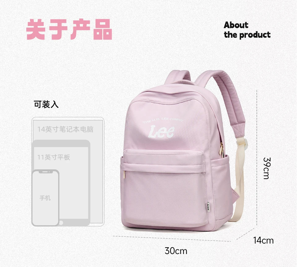 LEE Unisex Large Capacity Laptop School Bag for Women Man Leisure Oxford Waterproof Travel Backpack Candy Color Bookbag Trip