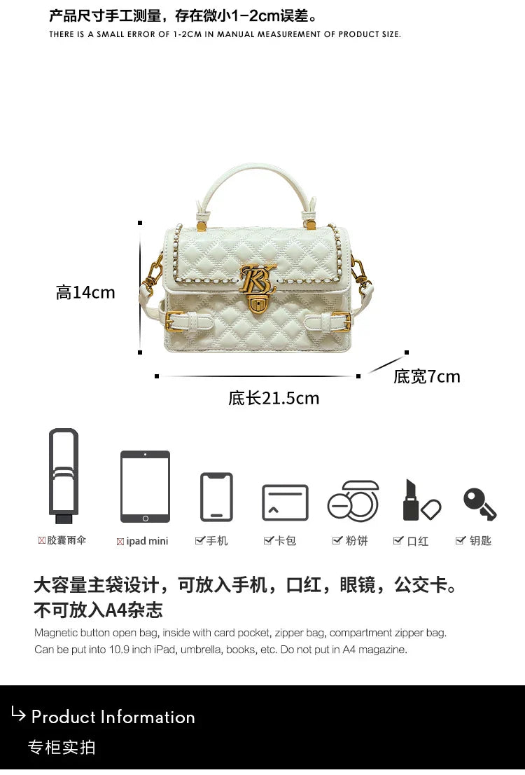Women's handbag genuine leather carrying small square bag 2024 new high-end designer spring/summer crossbody shoulder bag