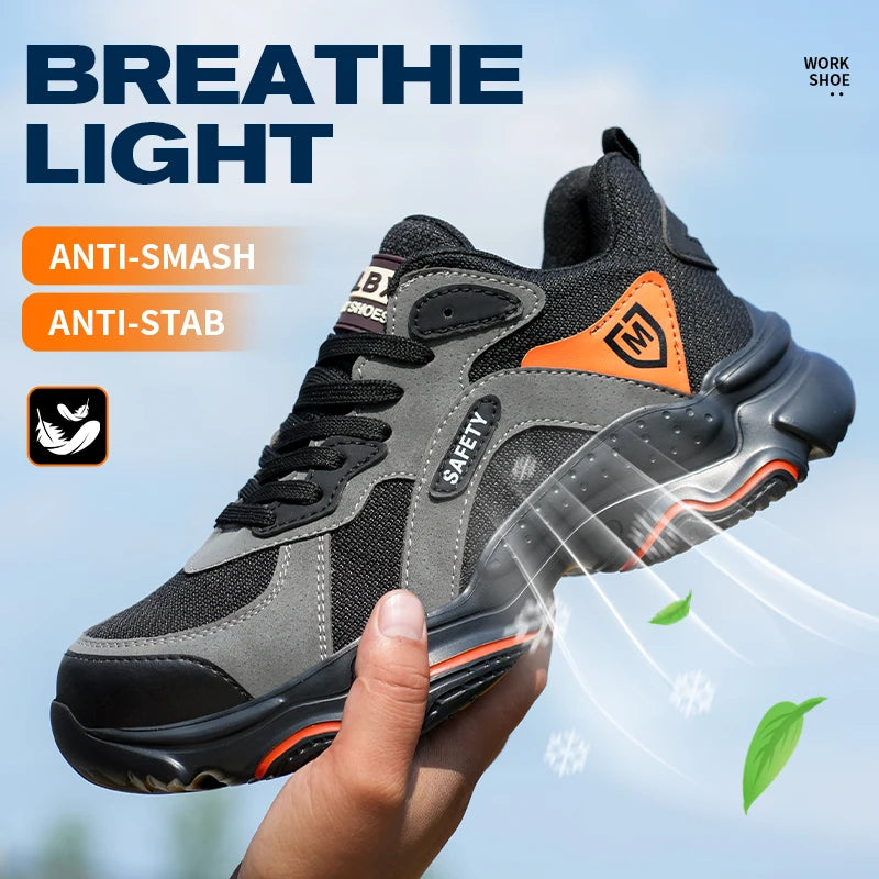 Safety Shoes Anti-smash Steel Toe Boots All-Season Casual Footwear Breathable Indestructible Shoes for Warehouse Logistics Work