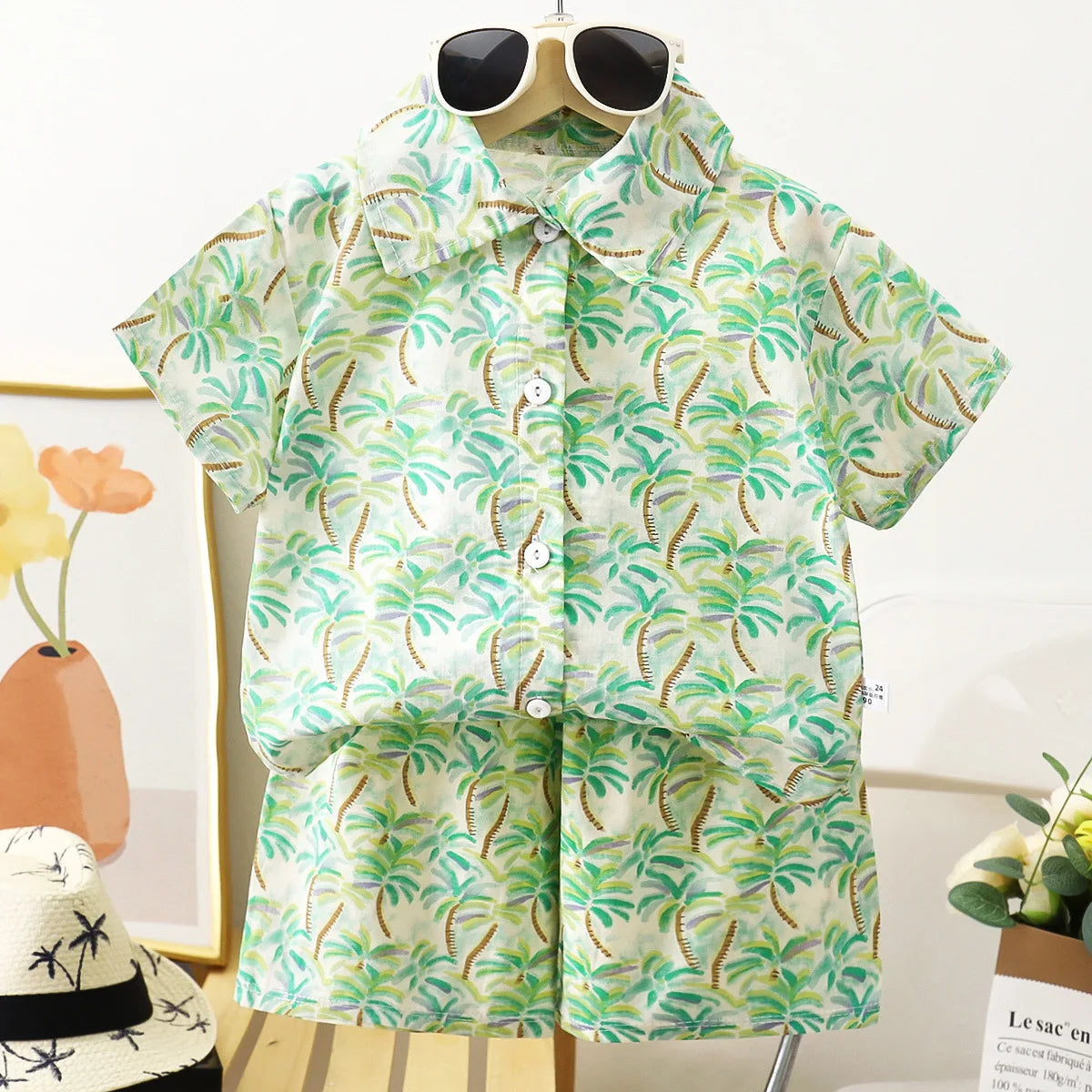 2PC Summer Baby Boys Clothes Set Children Boys Cartoon T-shirts + Shorts  Beach Outfits Kids Boys Tracksuits Vacation Suits