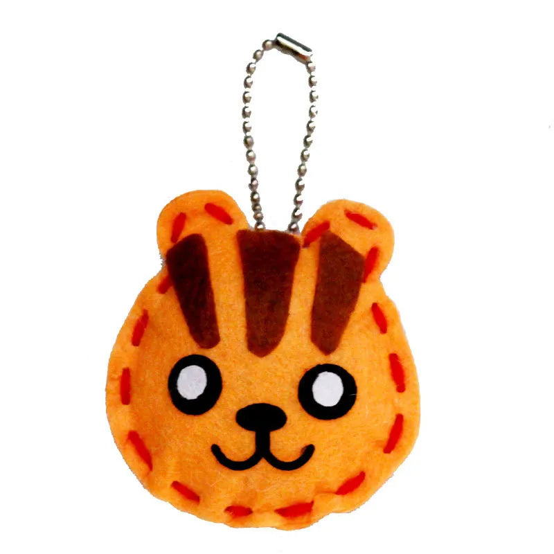5Pcs Non-woven Fabric Animal Pink Bag Keychain DIY Handmade Toys Children Kids Birthday Party Ornaments Arts Crafts Kits Gifts