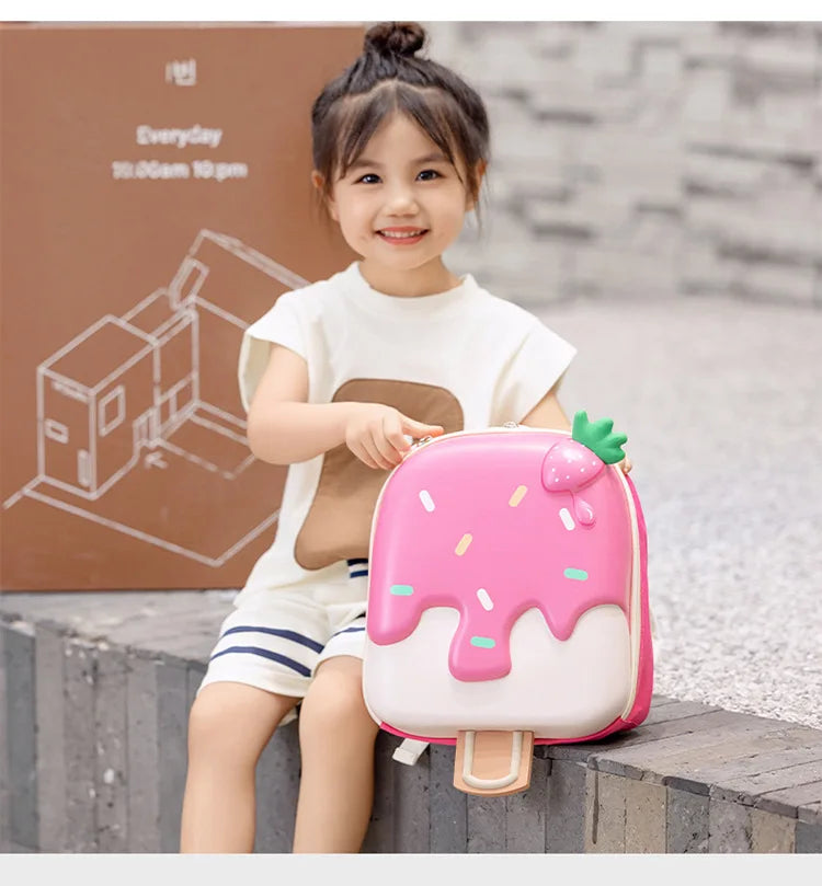 Ice Cream Children's Backpack Fashion Princess Schoolbag Kindergarten Baby Shoulders Bag 3D Cute Bookbag Kids Birthday Gifts