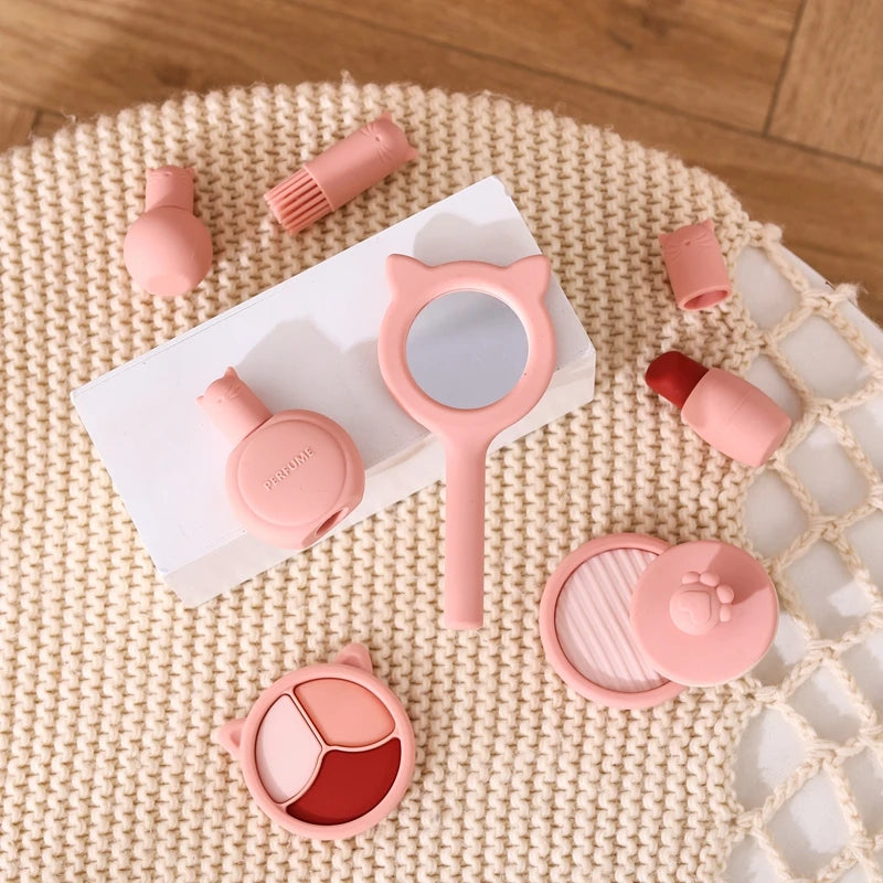 Silicone Baby Makeup Toys Set Simulation Pretend Cosmetics Toys Girls Playing House Game Children Early Education Montessori Toy