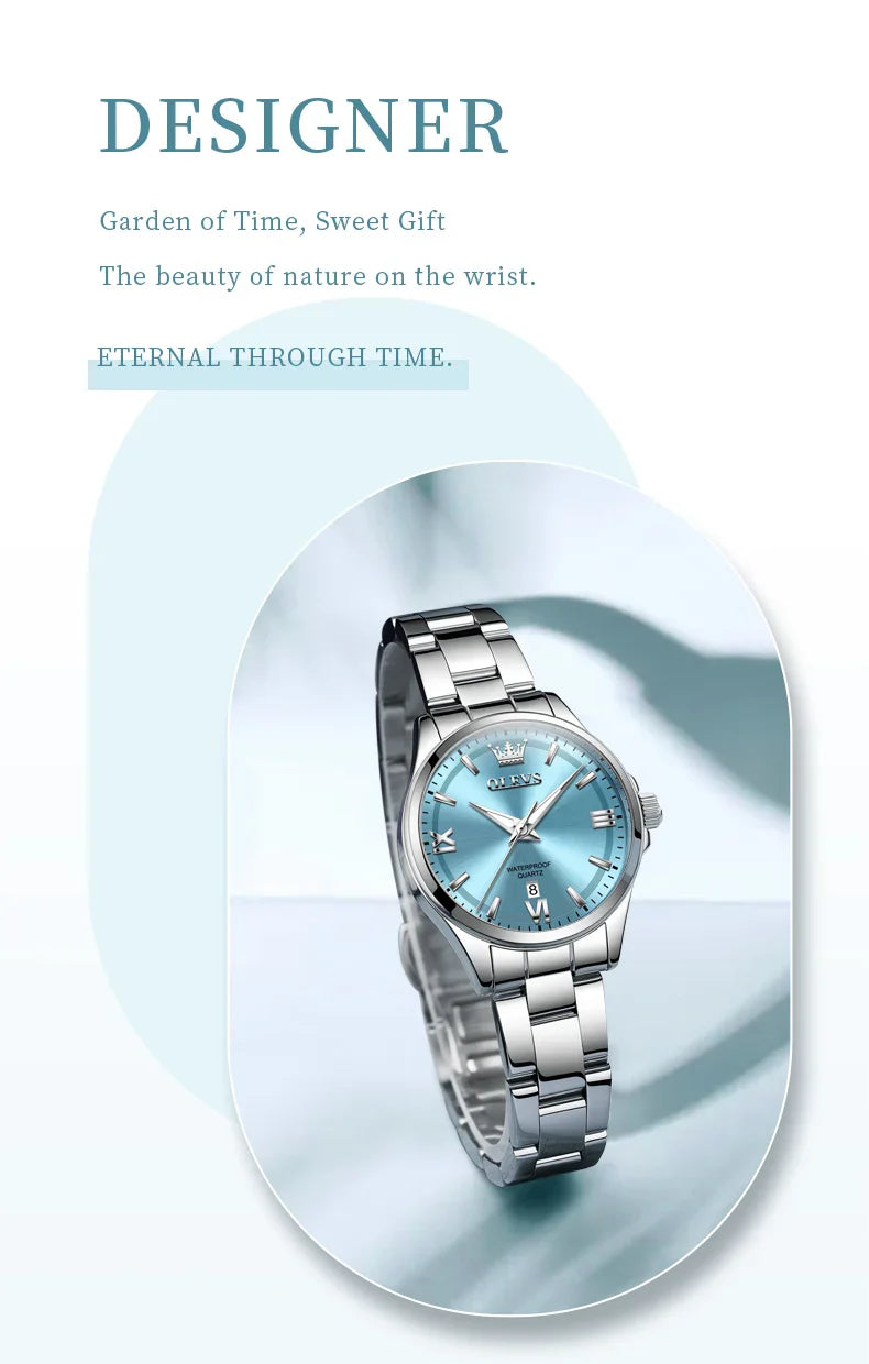 OLEVS Luxury Quartz Watch for Women Elegant Stainless Steel Women's Watches Gifts Waterproof Fashion Trend Simple Ladies Watch