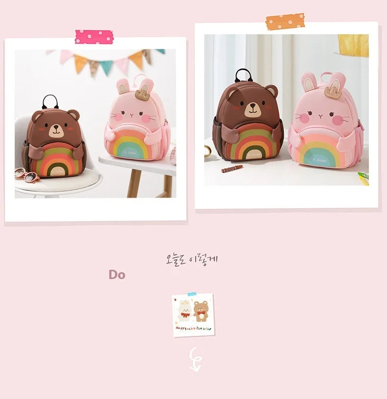 2025 New Arrival Cute Bear & Bunny Kids Backpack - Lightweight School Bag for Preschool Boys Girls, Adorable Toddler Travel Bag