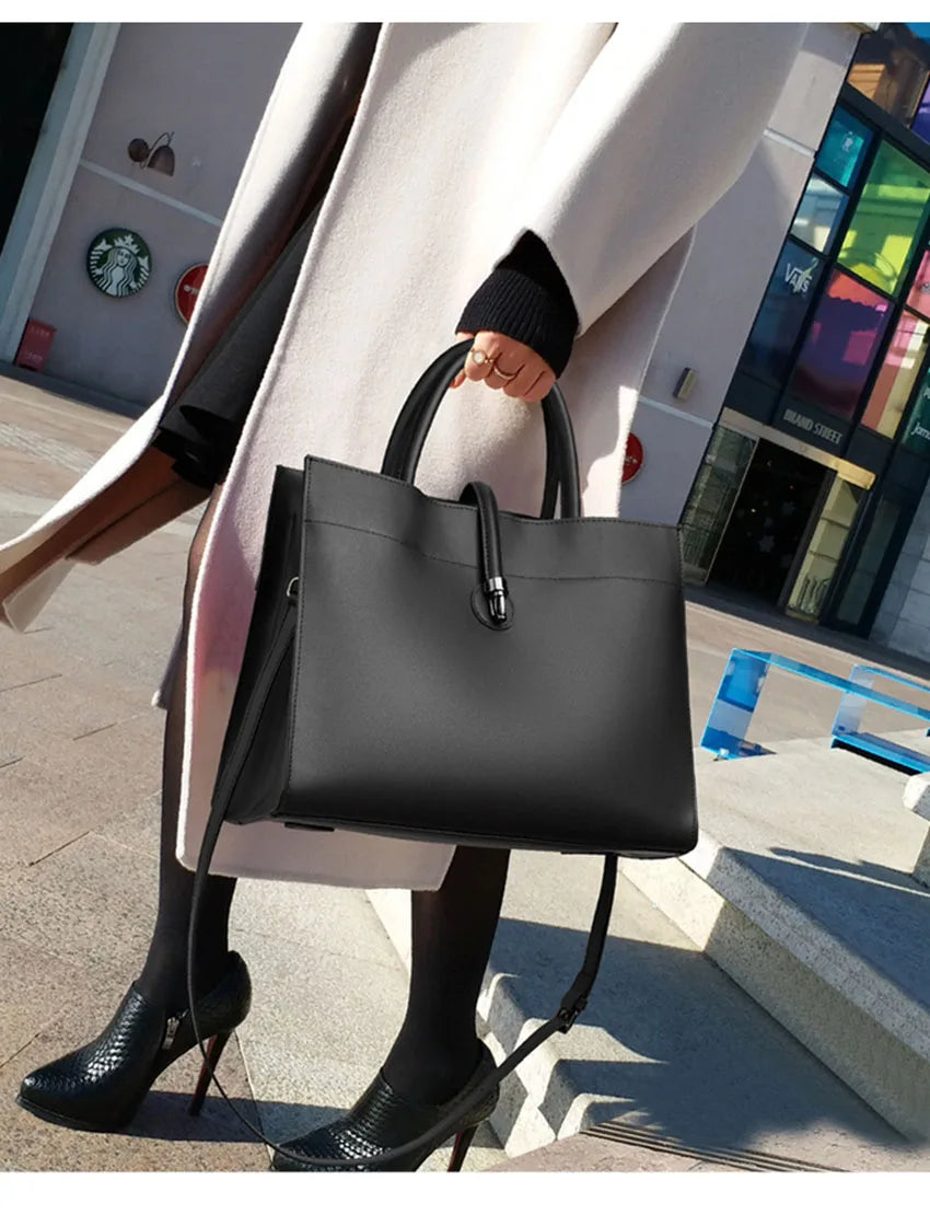 Leather women's bag, light luxury new tote bag, large capacity casual shoulder bag, crossbody bag, luxurious handbag