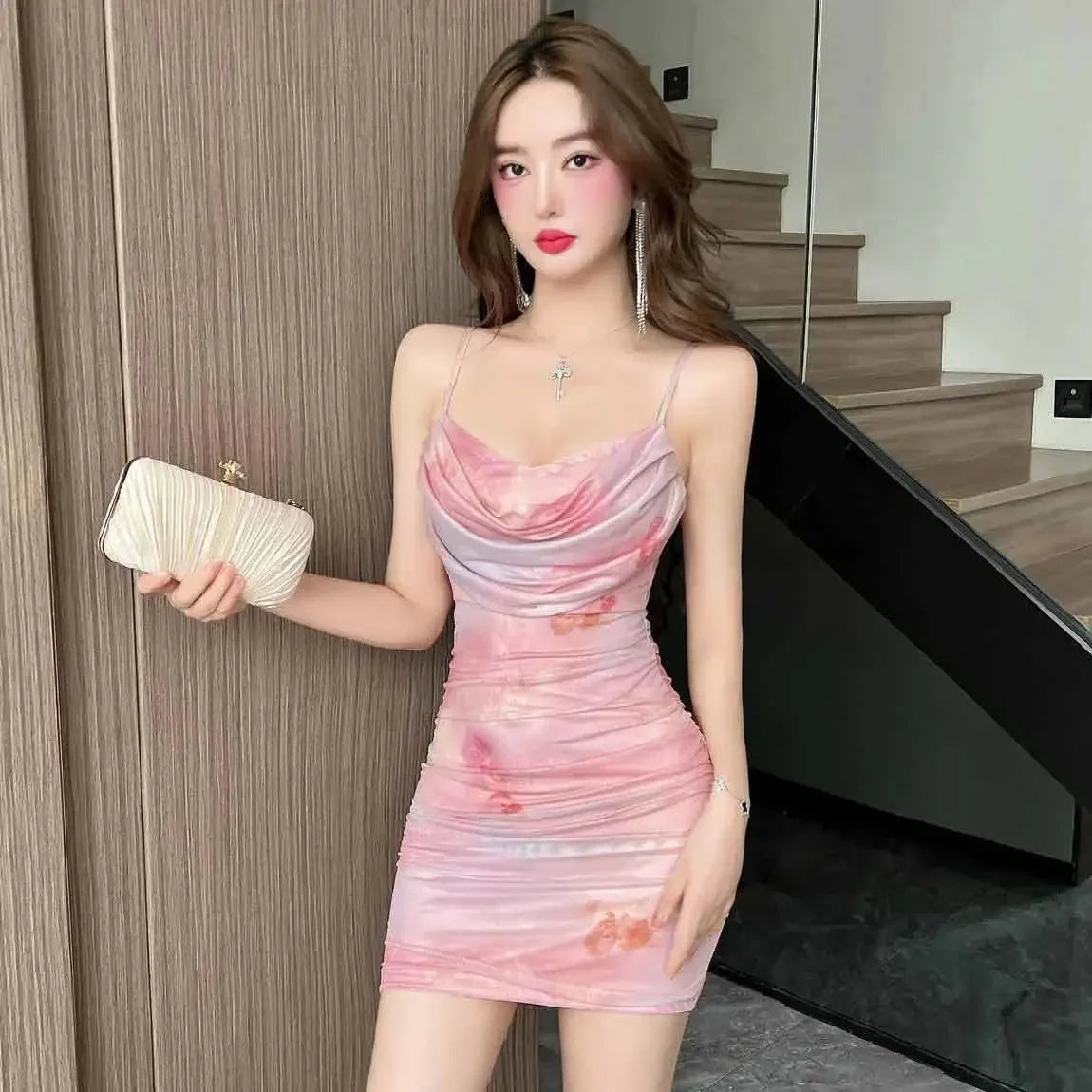 Mesh Coquette Corset Women's Dresses Bodycon Short Pink Slip Mini Female Dress Sundress Sleeveless Tight Sexy on Sale Clearance