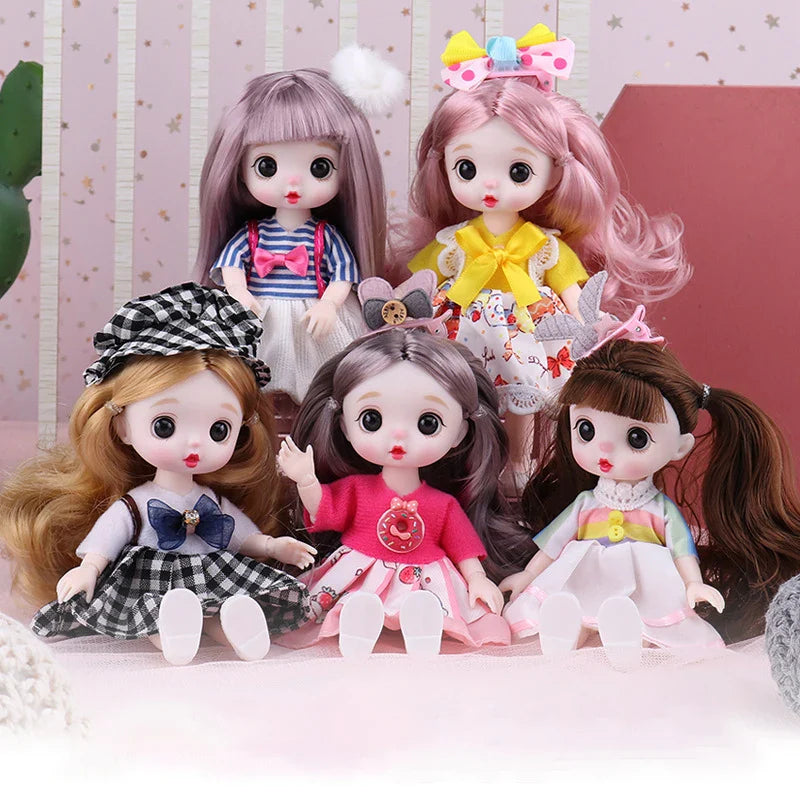 13 Movable Joints Cute Face Realistic Big 17cm BJD Doll Eyeball And Fashion Clothes Suit With Shoes Lolita Princess Doll Toy