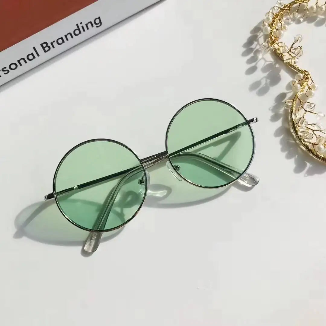 2025  Children's 2-8 Years Old Baby Glasses British Style Metal Sunglasses Sun Visors Sunglasses New Round Frame