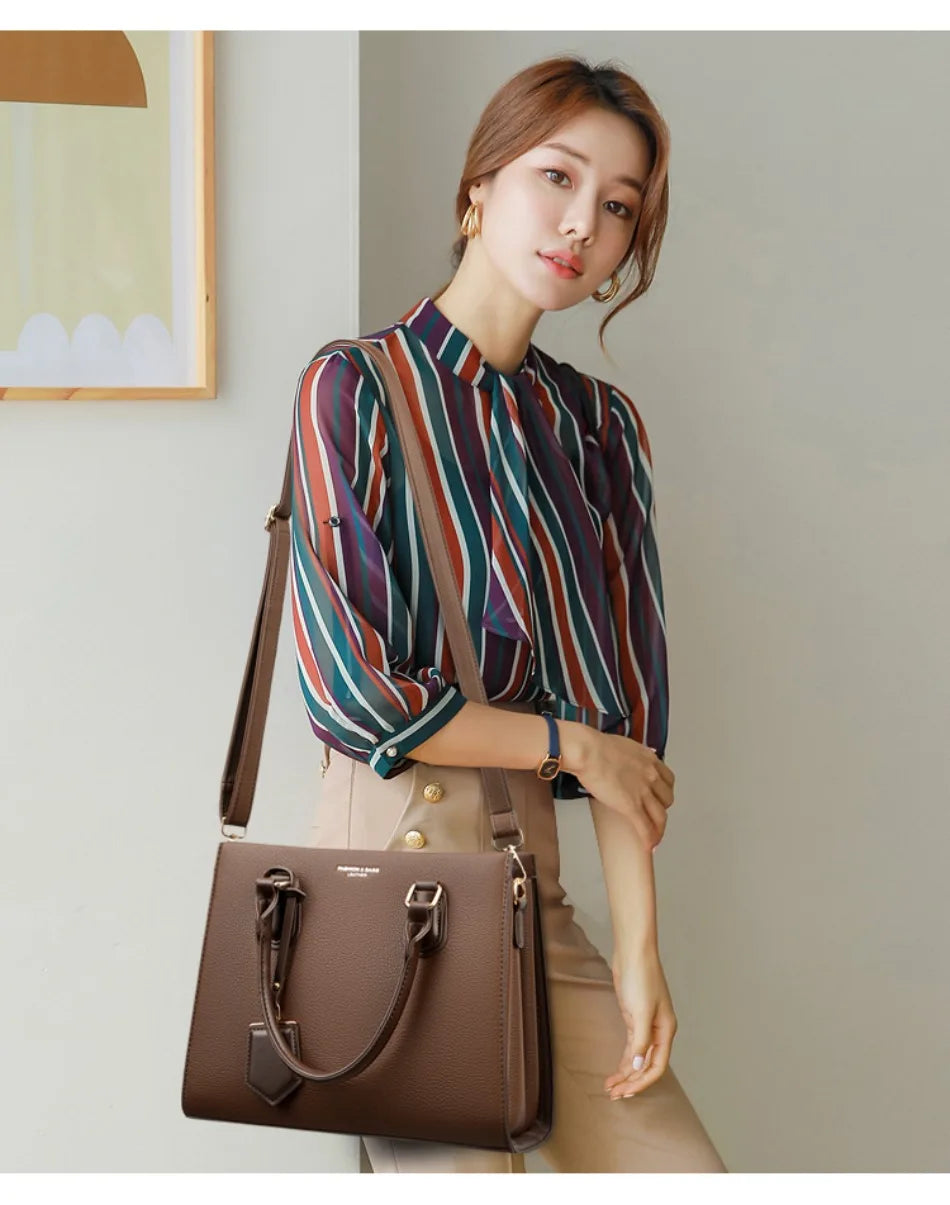 Luxury Women's Handbags 3 Layers Large Capacity Women  Shoulder Bags Top Quality PU Leather Commut Crossbody Bags  For Women Sac