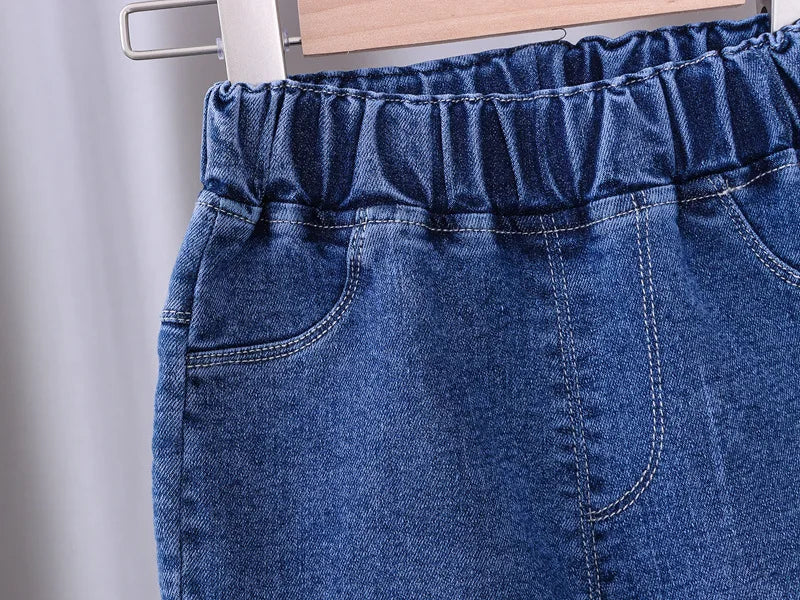 Children's Jeans 2024 New Spring and Autumn Girls Cartoon Elastic Horn Jeans Baby Fashion Pants 0-5 Years Old