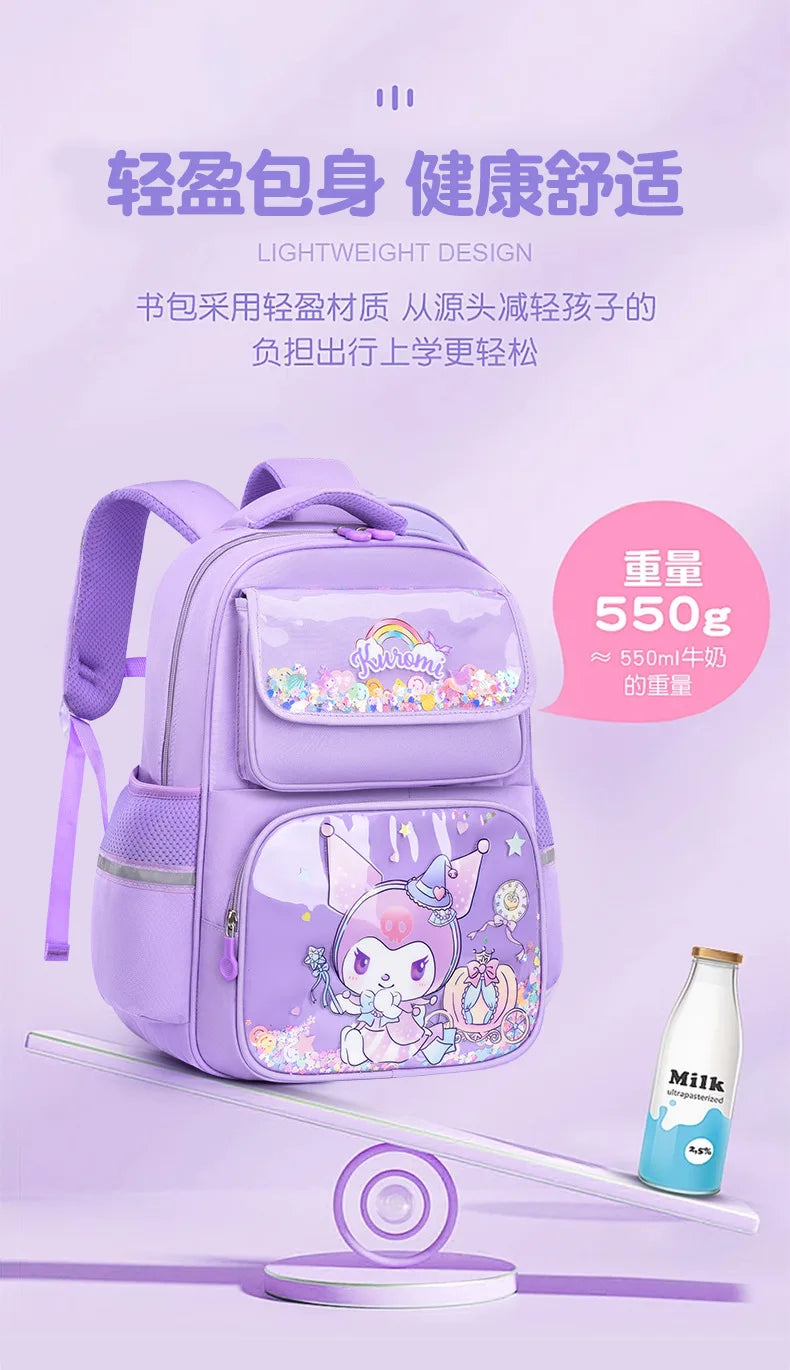 Pupil Schoolbag Backpack Lightweight Student Large Capacity Children's Cartoon Bags Cinnamoroll Sanrio Kuromi My Melody Child