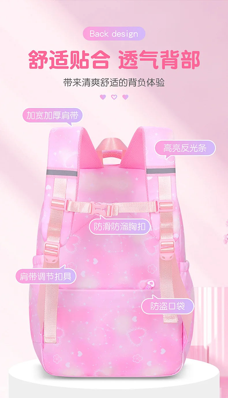 Refrigerator Door Multiple Pockets Light Burden Reduction Elementary School Bag Female Children's Backpack with Pendant
