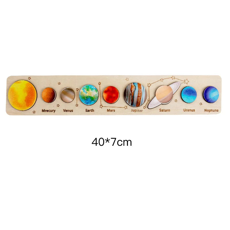 Movable Solar System Puzzle for Kids Boys 3-6 Years Wooden Space Toys Planets for Kids Space Planetary Science Educational Toys