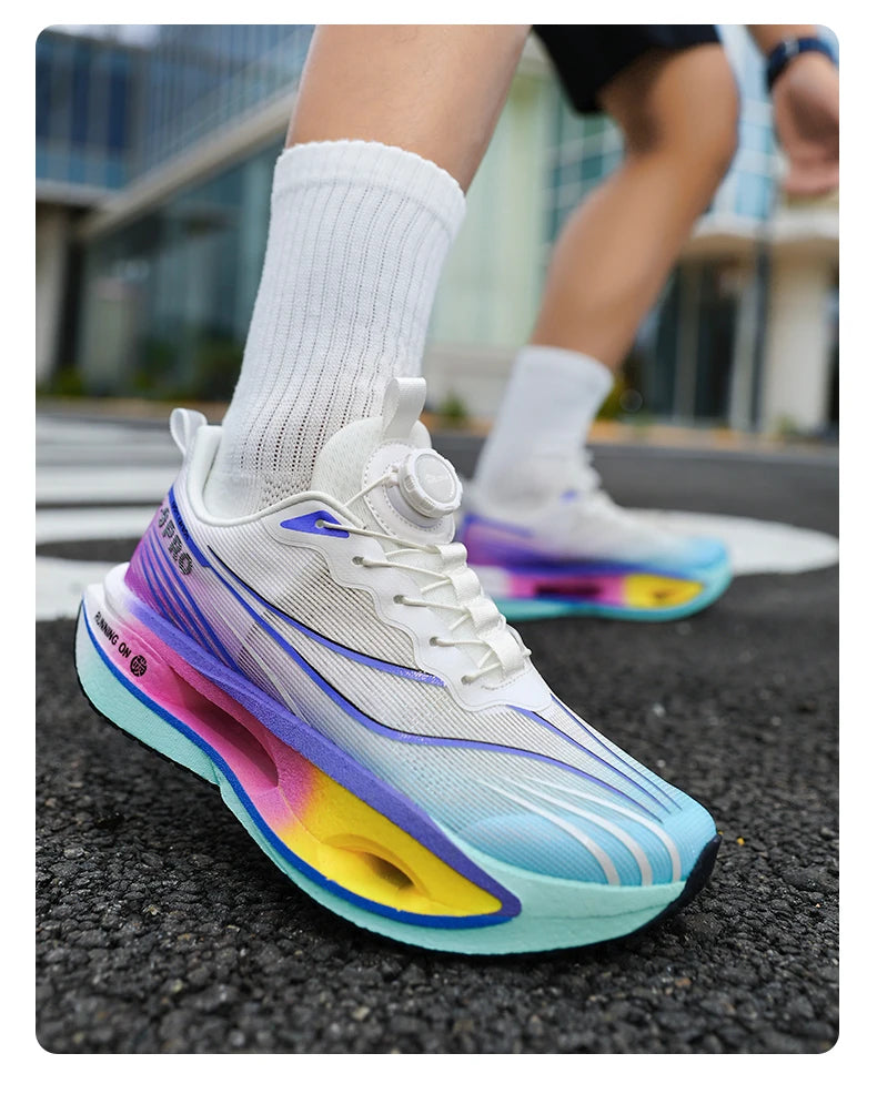 Men Running Shoes Carbon Plate Speciality Marathon Sports Breathable Lightweight Women's Comfortable Nonskid Leisure Sneakers