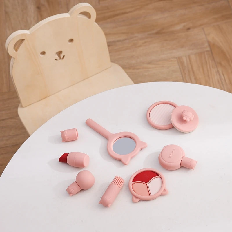 Silicone Baby Makeup Toys Set Simulation Pretend Cosmetics Toys Girls Playing House Game Children Early Education Montessori Toy