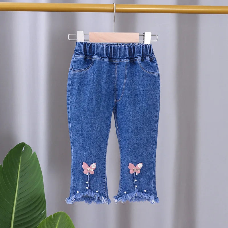Girls Jeans 2023 New Summer Clothes Korean Loose Children's Denim Trousers Little Kids Casual Pants 1 2 3 4 5 Years
