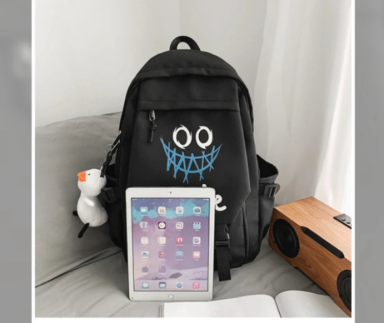 Fashion Cute Cartoon Pattern Waterproof Student School Bag, Casual Large Capacity Nylon Zipper Backpack Woman and Man, Unisex