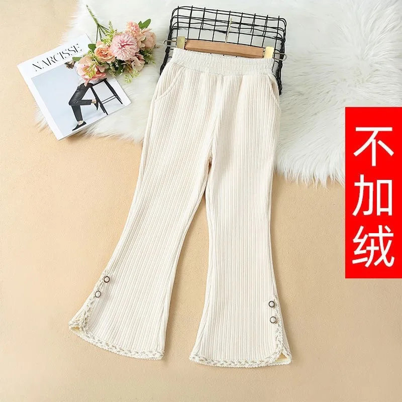 Autumn and Winter New Girls' 2025 Flared Pants, Casual and Stylish, Versatile, Suitable for Baby Girls To Wear Sporty and Trendy