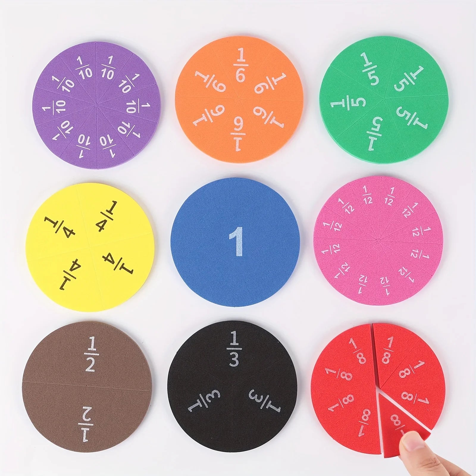 Interactive Fraction Math Manipulatives - 9PCS EVA Score Addition and Subtraction Calculation Demo for Students STEM Education