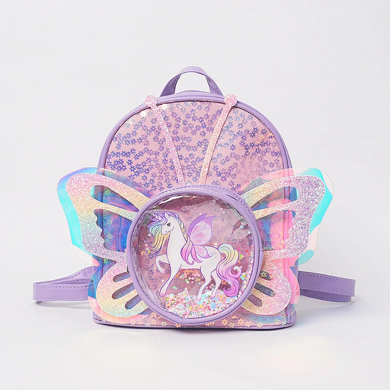 Fashionable Kid Bag for Girl Cartoon Unicorn Sequin Laser Butterfly Wings Backpack Girl School Backpack Mochila Infantil Menina
