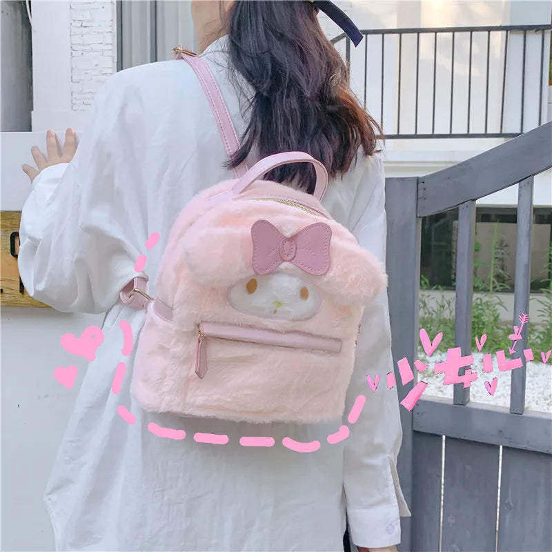 Cute Niche Backpack Girl School Student Sweet Girl Schoolbag Plush Puppy Cat Children's Backpack