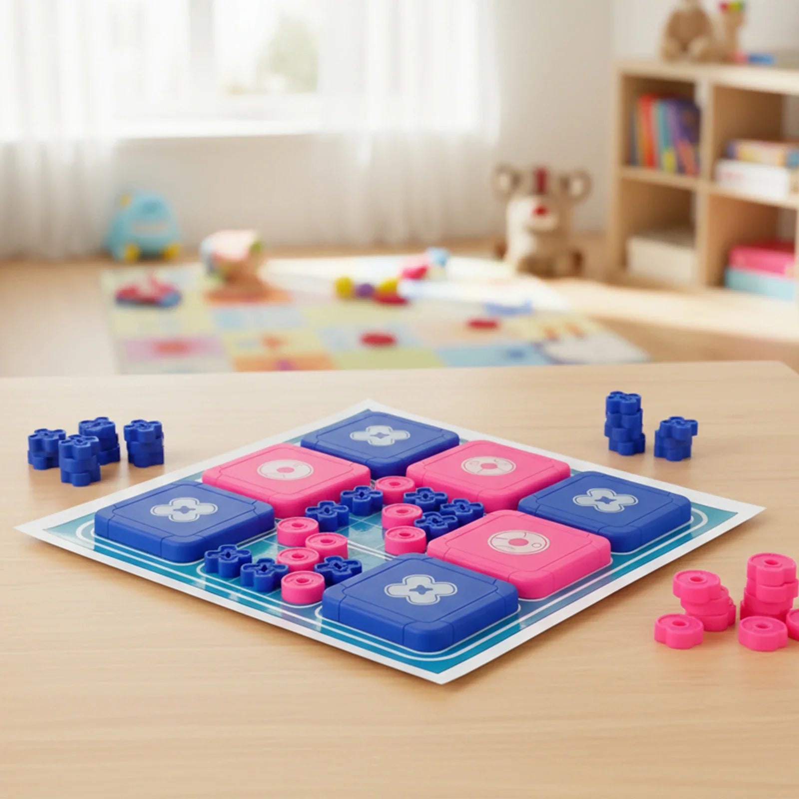 3-in-1 Tic Tac Toe Bolt Game Handheld Puzzle Set Travel-Friendly Great for Christmas Party Games Family Fun Game Night