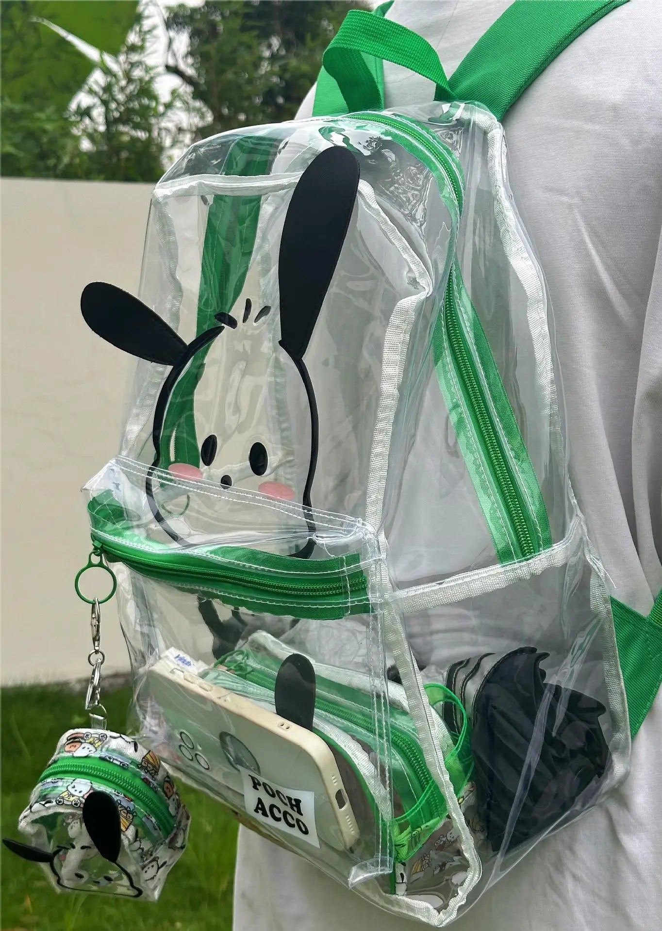 Sanrio Hello Kitty Y2K Waterproof Transparent Backpack Cute Cinnamoroll Cartoon Pvc Large Capacity Storage Bag Student Schoolbag