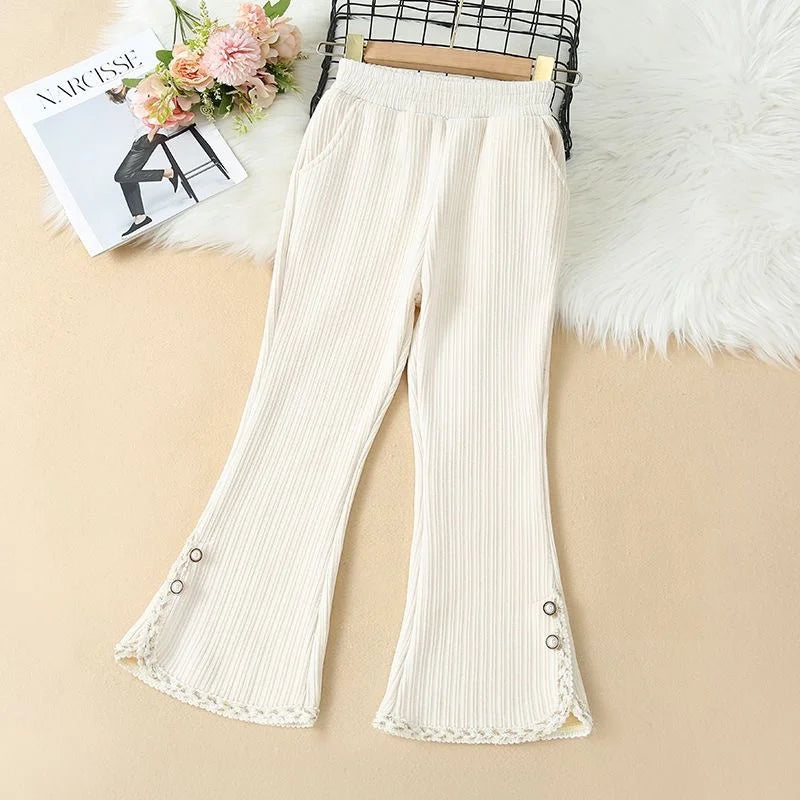 Girls Flared Pants Spring Kids Thin Trousers Autumn Fashion Bell-bottom Trousers Teen Sweatpants 4-12 Years