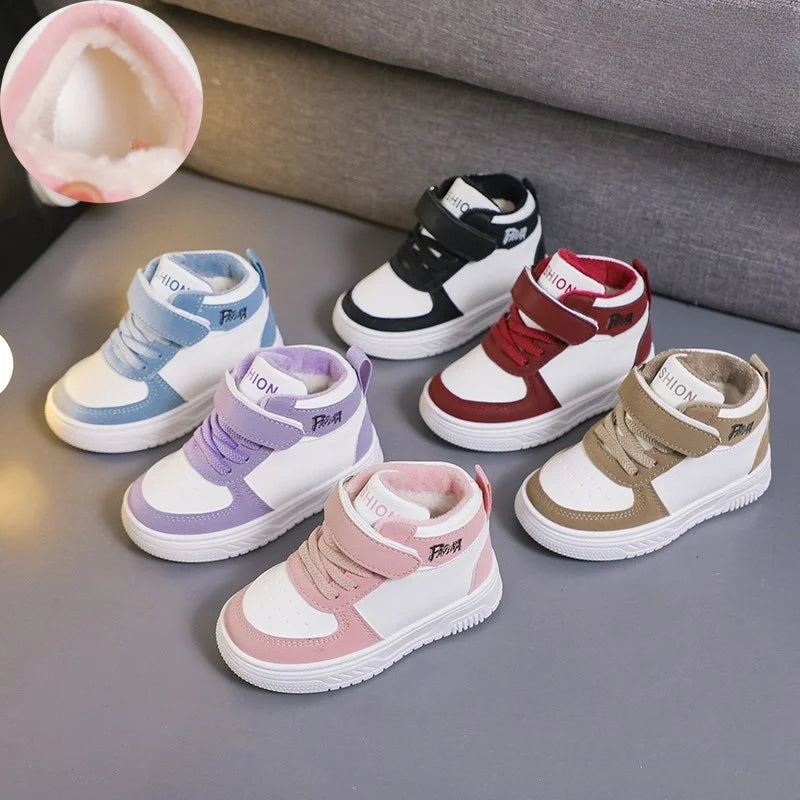 Children Winter Ankle Snow Boots Classics Casual Shoes For Boys Girls Non-slip Thicken Fleece Warm Outdoor Shoes Fashion Sneaker