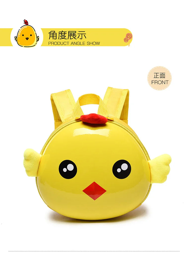 Kindergarten cartoon backpack children aged 1-3 boys girls with double shoulder anti loss backpack cute little chicken hard shel