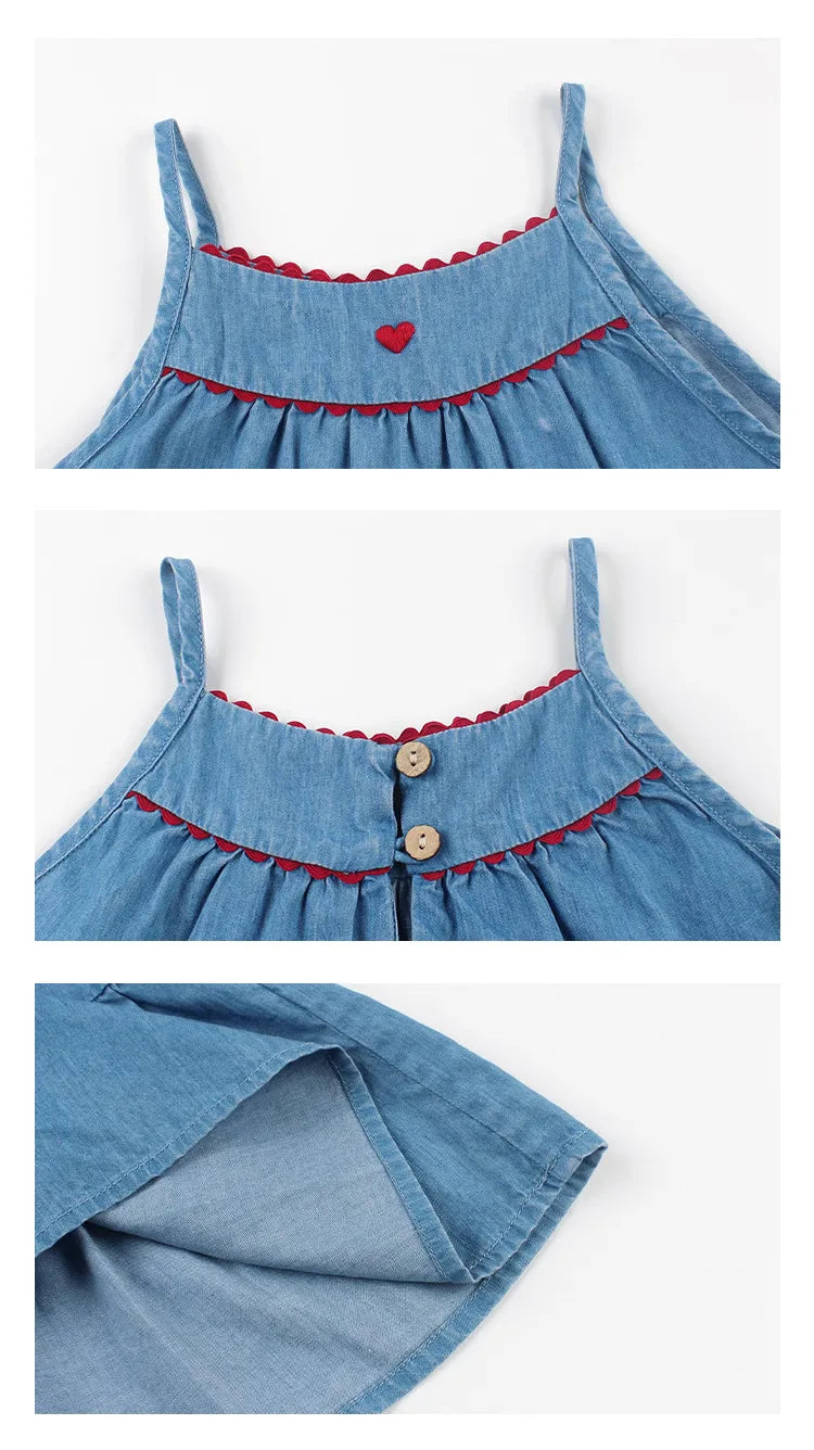 Summer Girls Denim Dress Fashion Girls Beach Holiday Long Dresses Baby Girl Casual Clothes