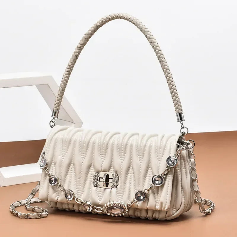 Women Bags Luxury Designer Purses and Handbags Rhinestone Chain Flap Crossbody Small Square Bag Casual Shoulder Messenger Bags