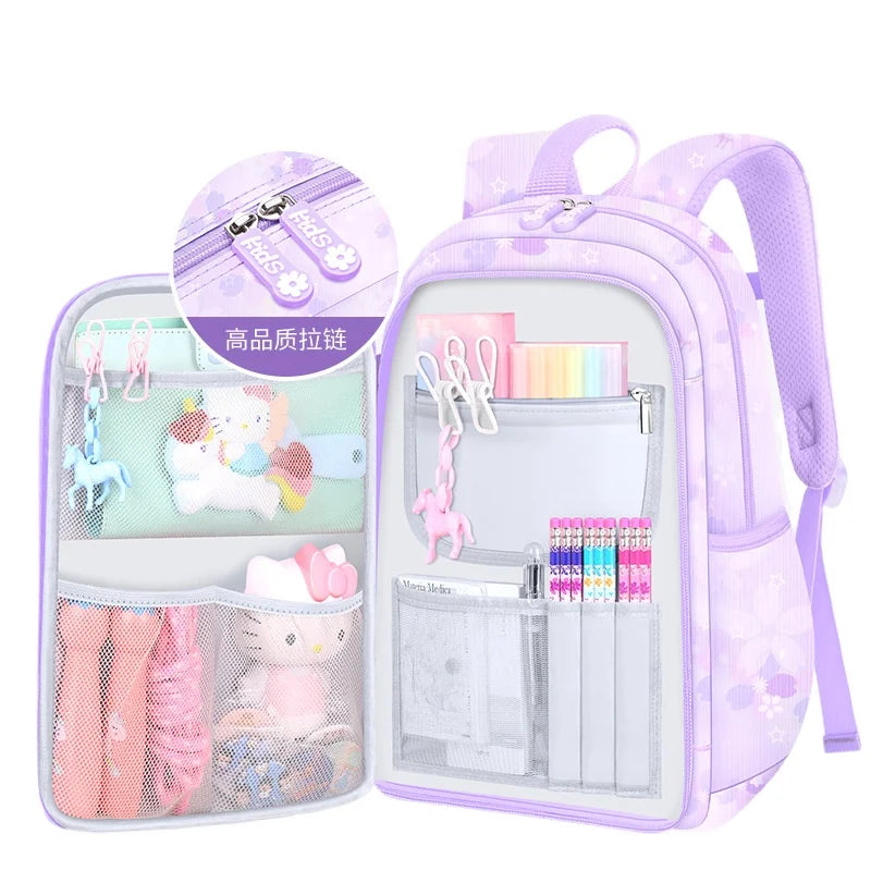 My Melody Kuromi Sanrios Backpack Student Bag Girl Cartoon Kawaii Anime Breathable Super Light Large Capacity Child School Bag